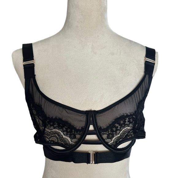 Hunkemoller private collection aurelia underwire cut out sheer mesh and lace bra - Picture 6 of 7